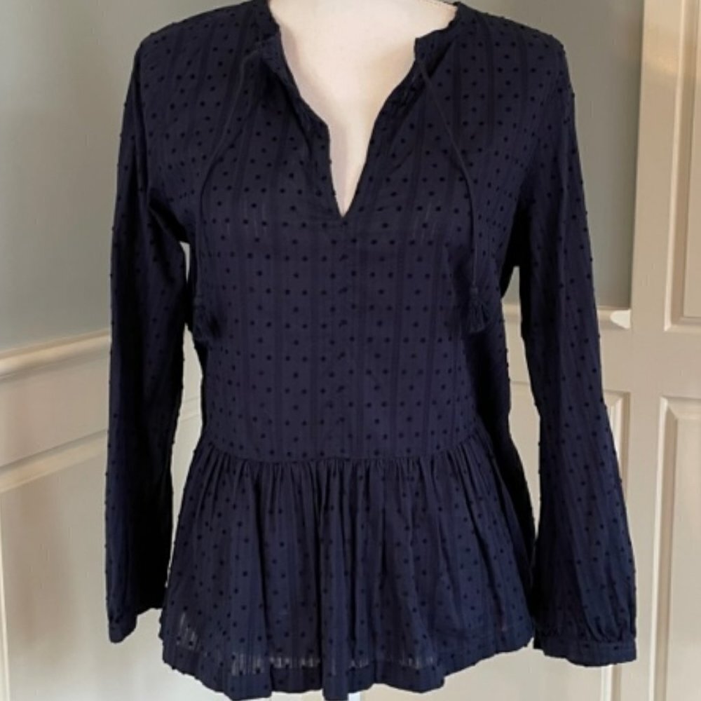 J. Crew Swiss Dot Cotton Lawn Tiered Tunic Shirt 6